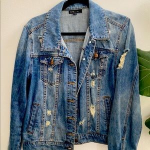 Distressed jean jacket